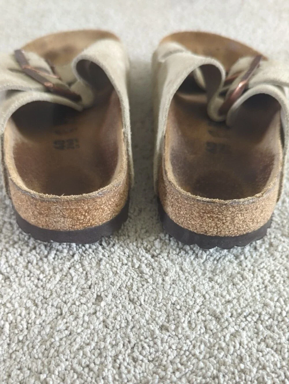 Birkenstock Men's Suede Two-Strap Sandals in Taupe